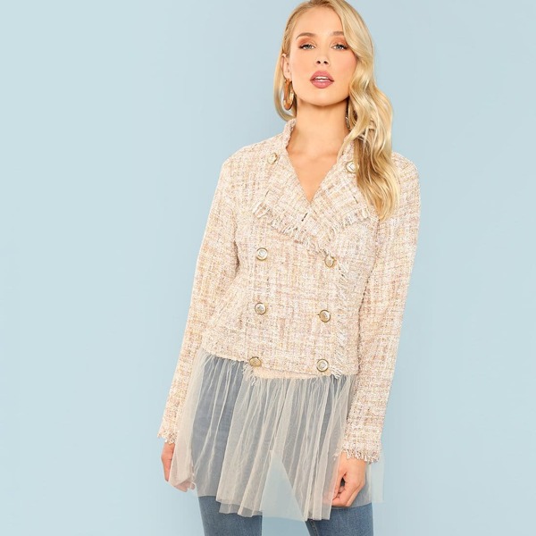 

Double Breasted Collar Jacket, Beige