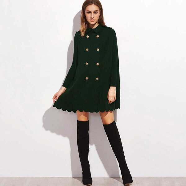 

Double Breasted Scallop Edge Cape Coat