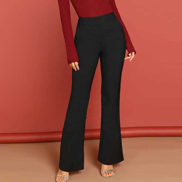 

Slant Pocket Flare Leg Solid Pants