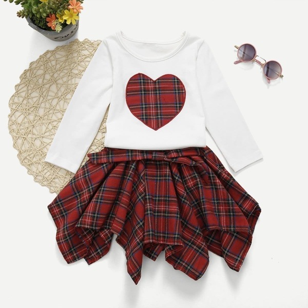 

Toddler Girls Plaid Tee & Knot Skirt, Multicolor