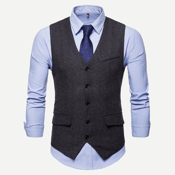 

Men Single Breasted Solid Vest