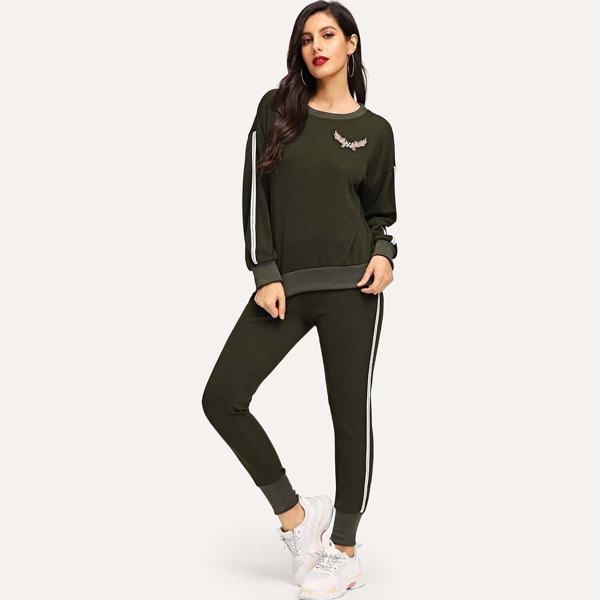 

Drop Shoulder Sweatshirt & Elastic Waist Pants