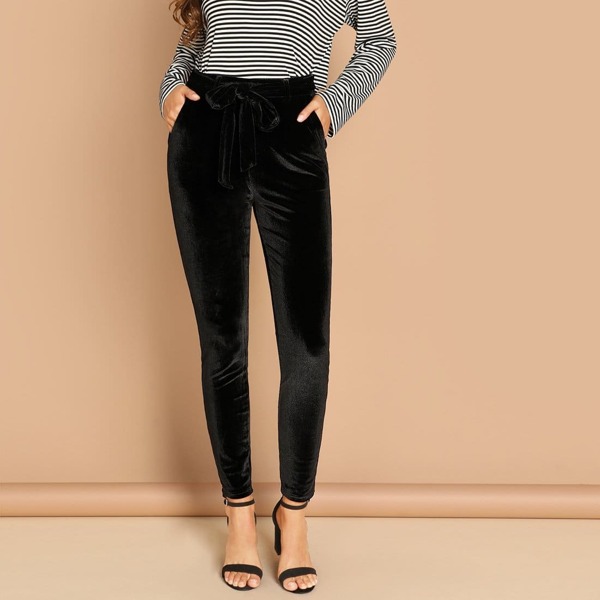 

Waist Belted Velvet Pants