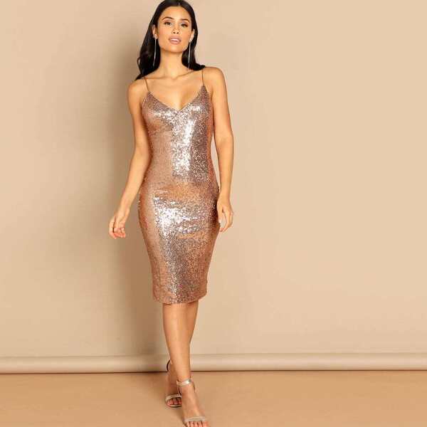 

Sequin Bodycon Slip Dress, Pink