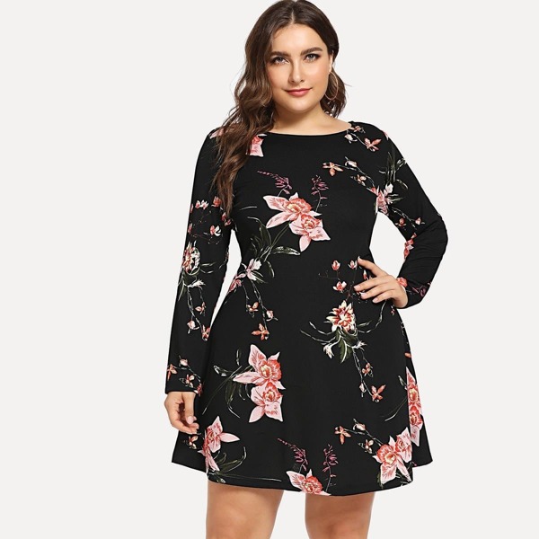 

Plus Floral Print Dress