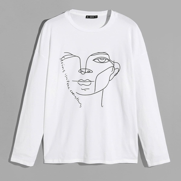 

Men Drop Shoulder Figure Print Tee