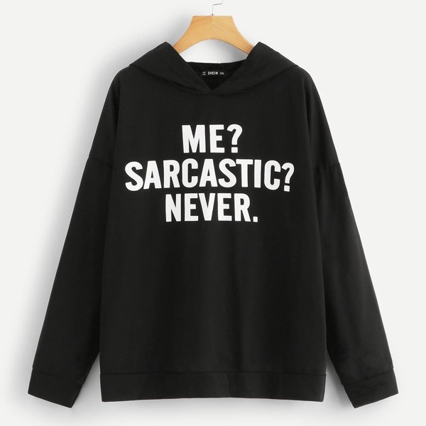 

Plus Letter Print Hoodie
