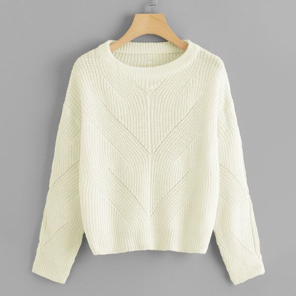 

Drop Shoulder Loose Knit Sweater, Beige