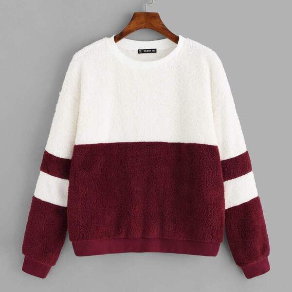 

Color Block Teddy Pullover
