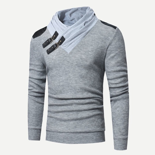 

Men Buckle Detail Solid Jumper