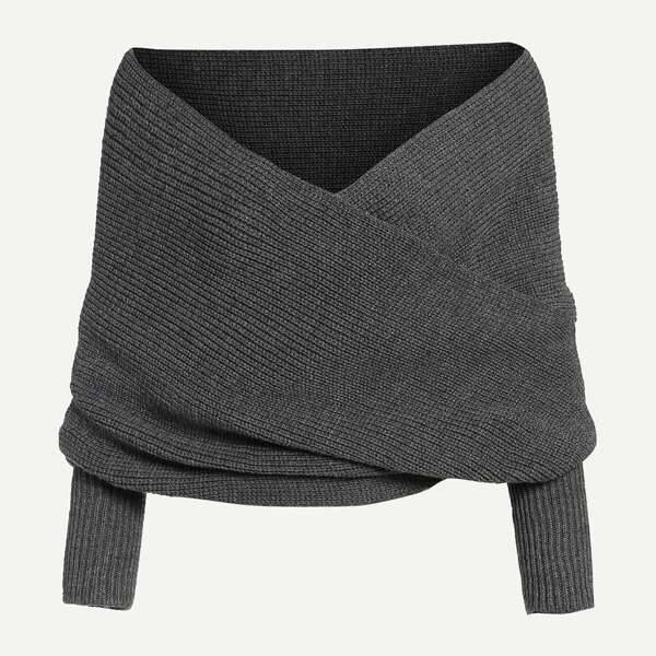 

Crisscross Solid Poncho Jumper