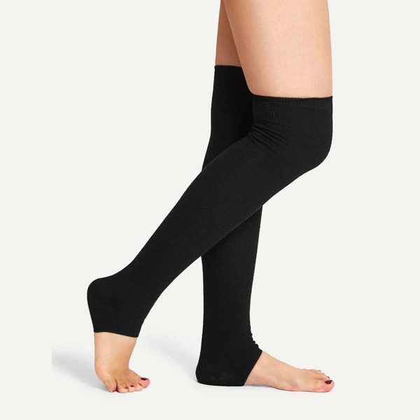 

Solid Over The Knee Open Toe Socks