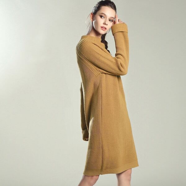

Solid Raglan Sleeve Sweater Dress