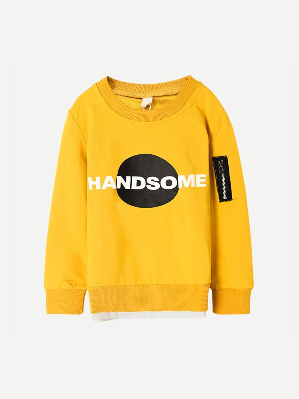

Toddler Boys Letter Print Sweatshirt, Yellow