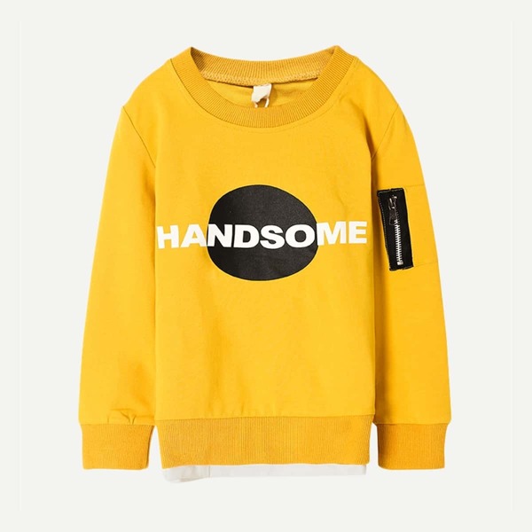 

Toddler Boys Letter Print Sweatshirt, Yellow