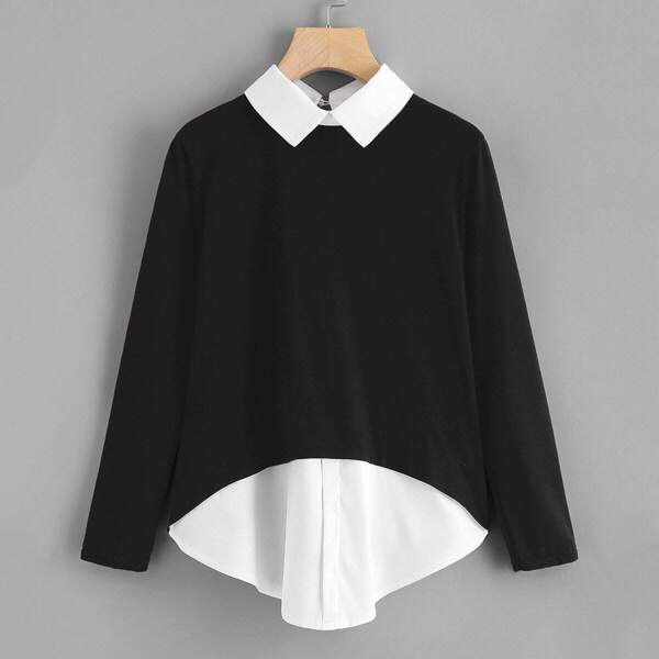 

Plus 2 In 1 Colorblock Blouse