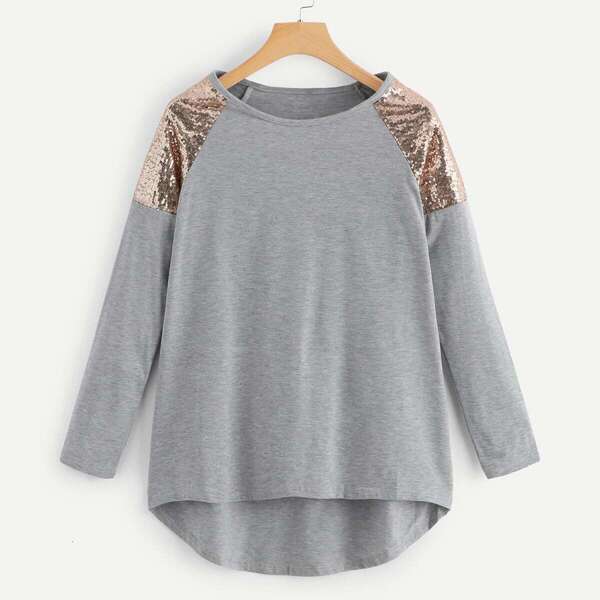 

Plus Contrast Sequin Asymmetrical Tee