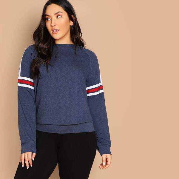 

Plus Raglan Sleeve Heathered Knit Sweatshirt