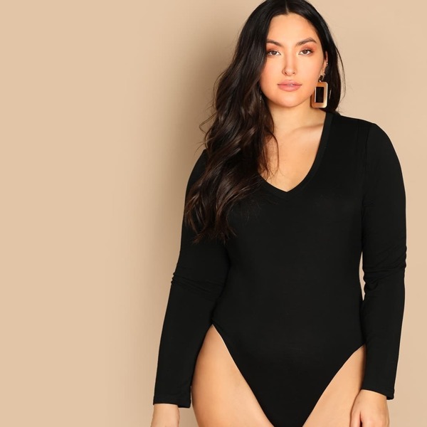 

Plus Slim Fitted Solid Bodysuit