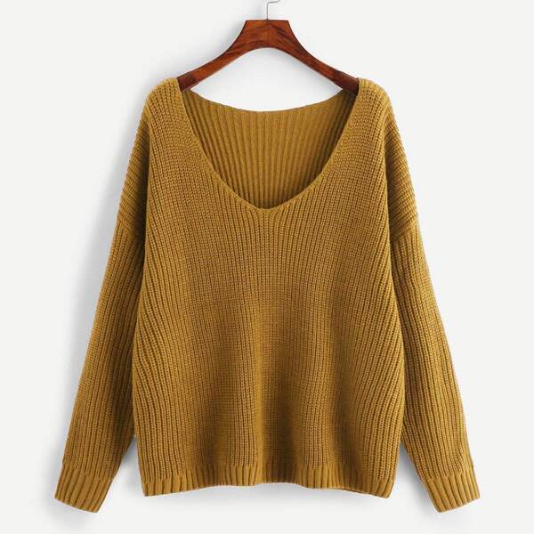

Plus V Neck Drop Shoulder Jumper