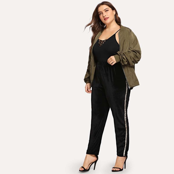 

Plus Sequin Panel Pants