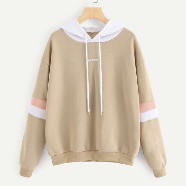 

Contrast Panel Drawstring Hoodie
