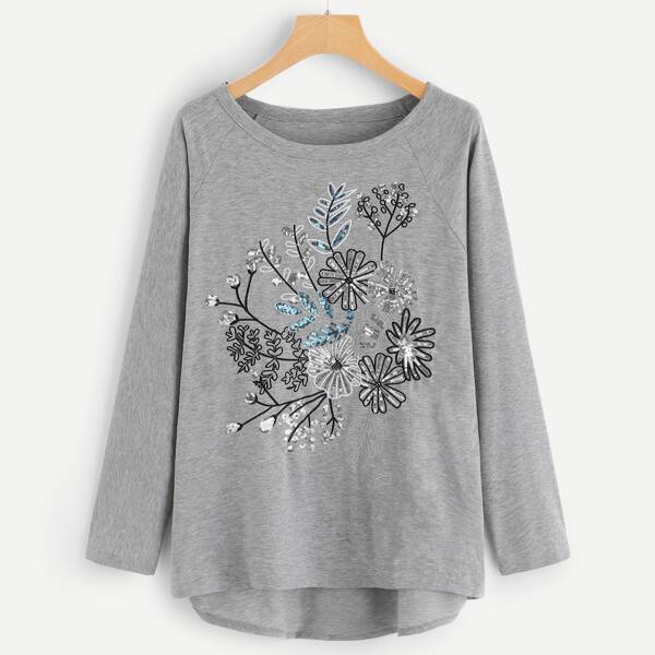 

Plus Contrast Sequin Embroidery Tee