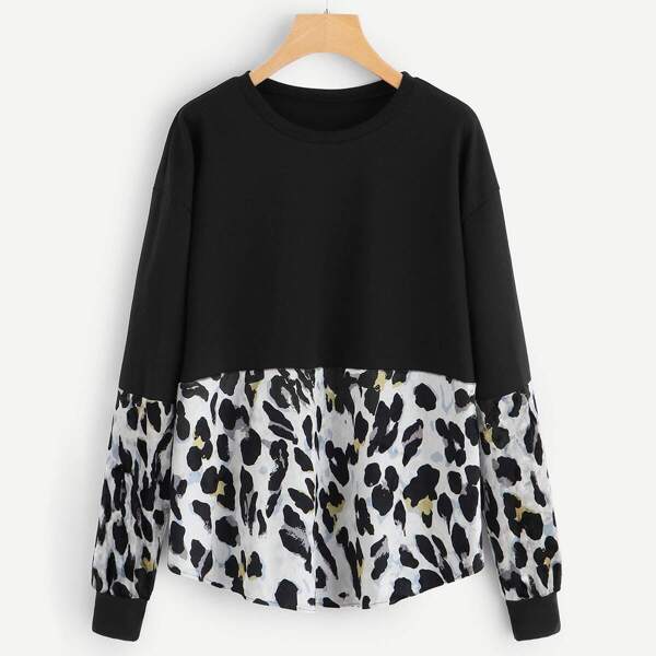 

Plus Contrast Leopard Print Tee