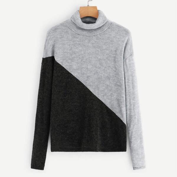 

Contrast Panel High Neck Jumper