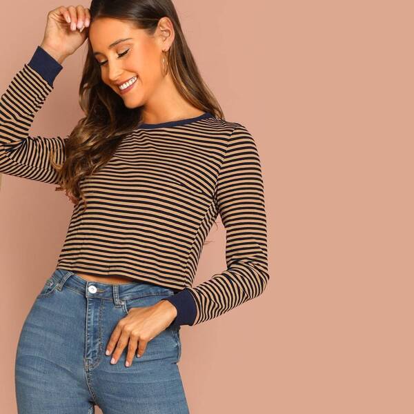 

Striped Crop Tee