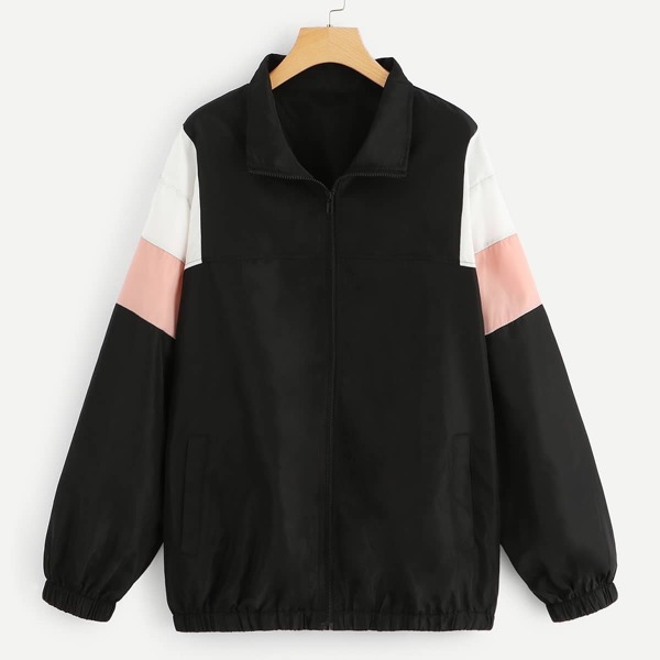 

Plus Cut-And-Sew Zipper Up Jacket