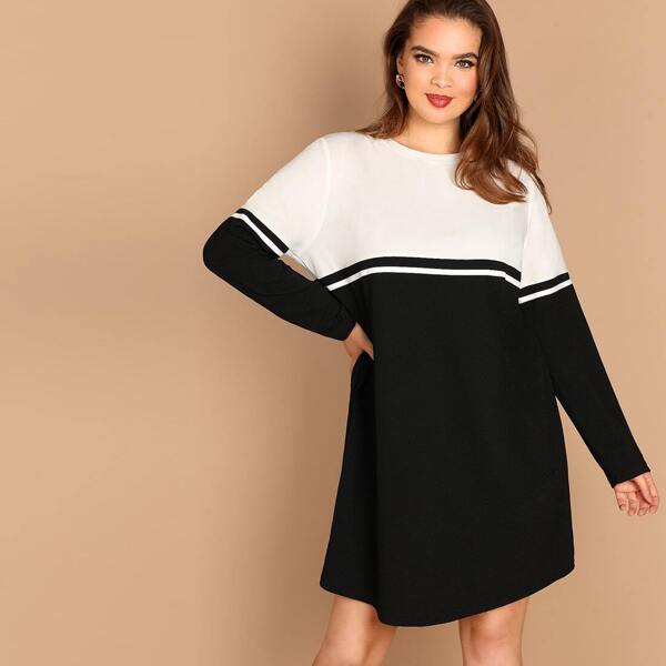 

Plus Color Block Tunic Dress