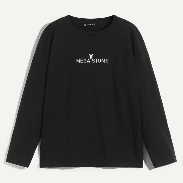 

Men Drop Shoulder Letter T-shirt