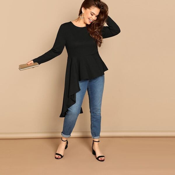 

Plus Flounce Trim Peplum Top