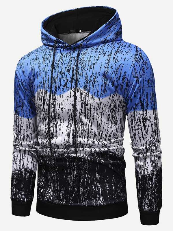 

Men Color Block Drawstring Hoodie, Multicolor