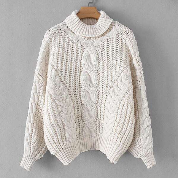 

High-neck Twisted Knit Jumper