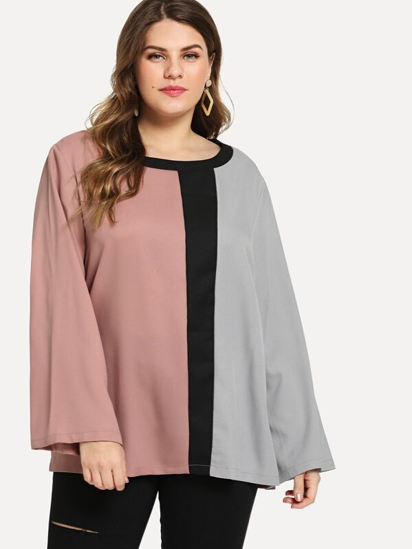 

Plus Cut And Sew Panel Blouse, Multicolor, Isabela