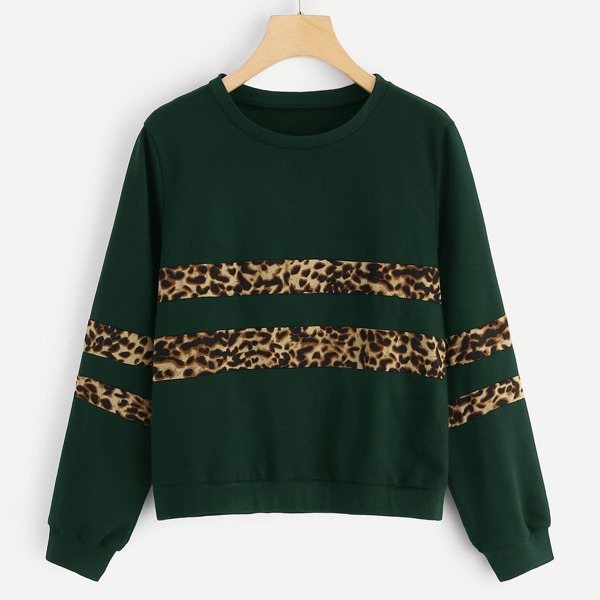 

Leopard Print Sweatshirt, Green