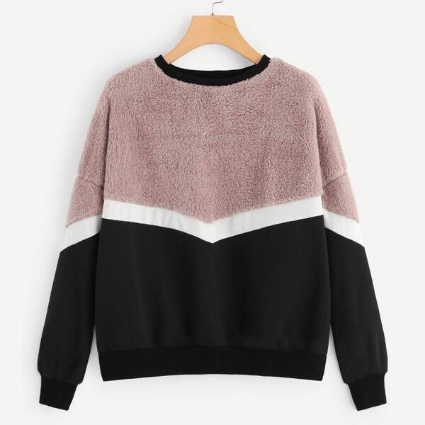 

Drop Shoulder Mixed Media Sweatshirt