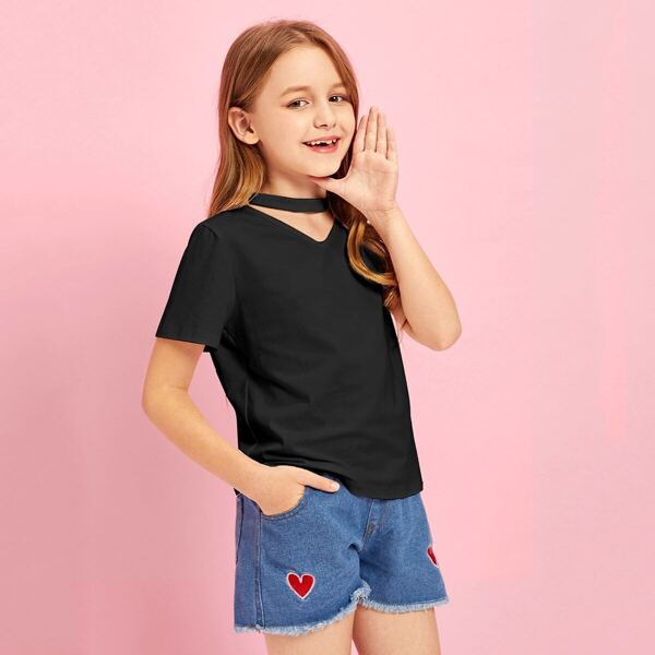 

Girls V-Cut Neck Solid Tee