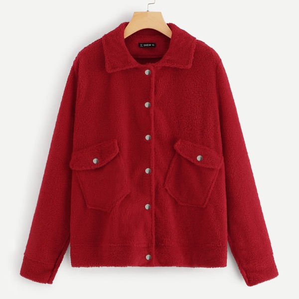 

Plus Flap Pocket Detail Teddy Jacket