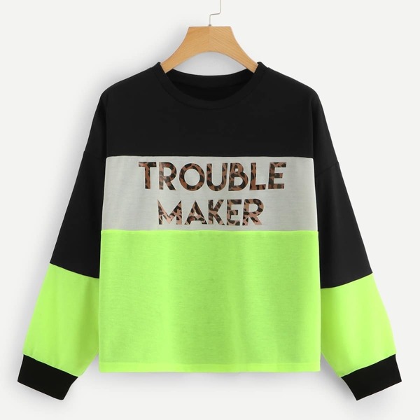 

Colorblock Letter Pullover