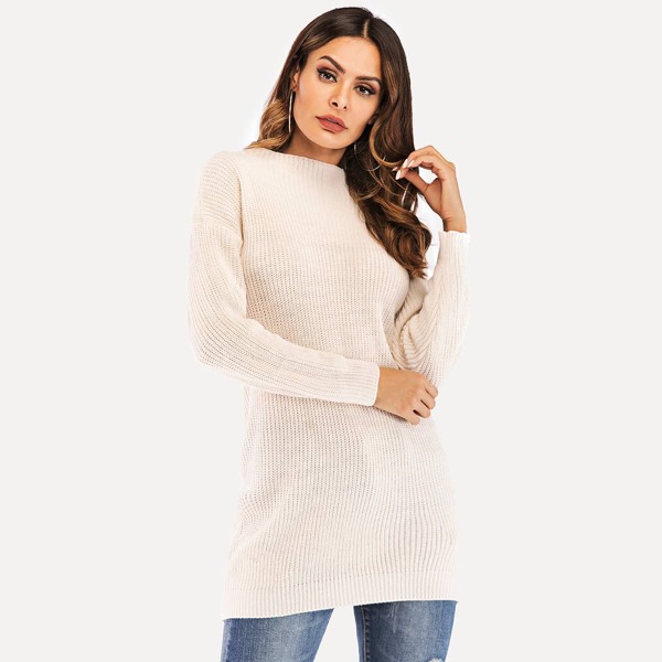 

Drop Shoulder Solid Longline Jumper