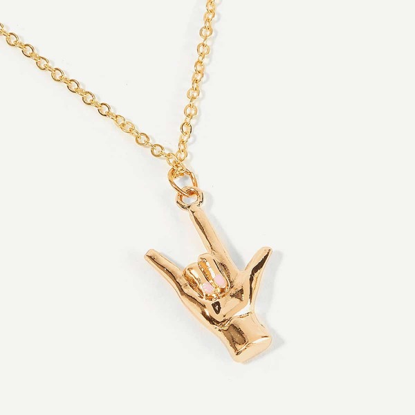 

Metal Hand Pendant Chain Necklace, Gold