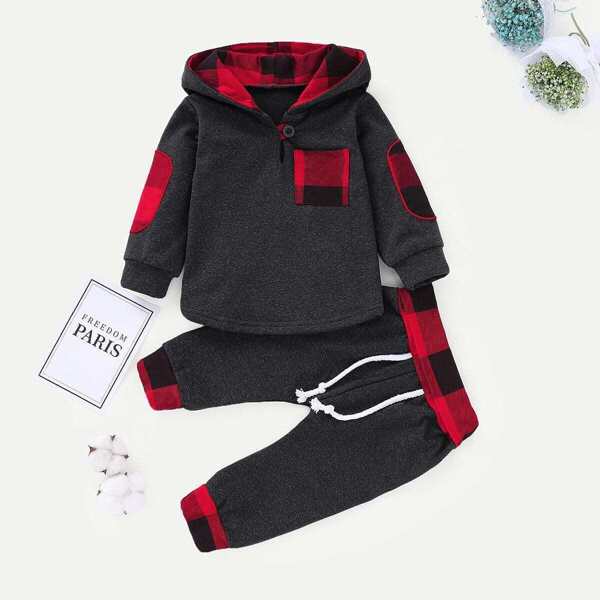 

Toddler Girls Elbow Patch Sweatshirt With Knot Front Pants