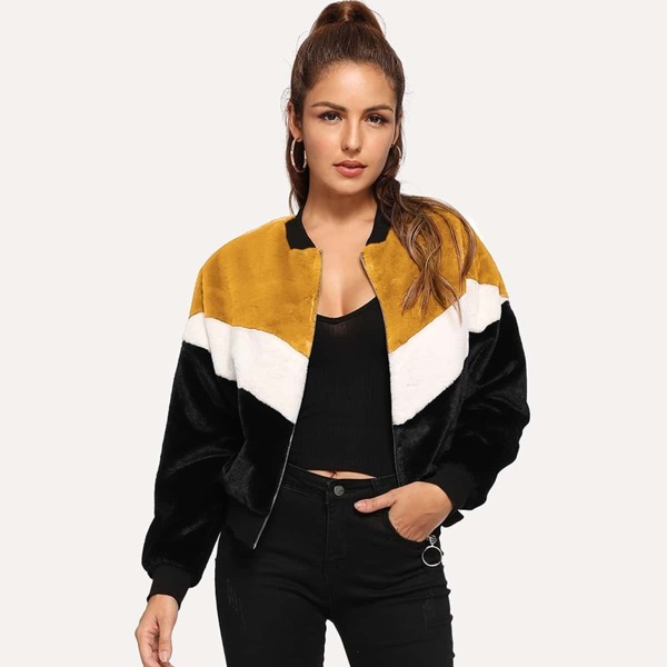 

Chevron Fuzzy Teddy Jacket