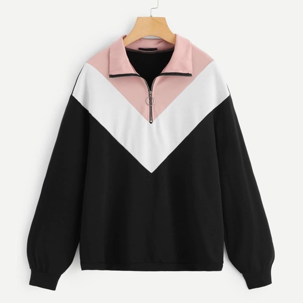 

Zip Front Color Block Pullover