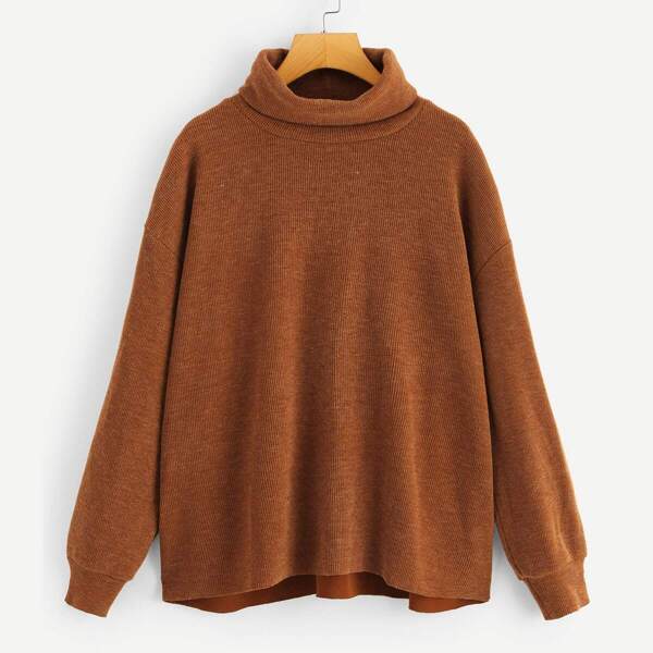 

Plus Drop Shoulder High Neck Pullover