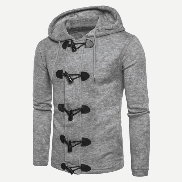 

Men Buckle Detail Hooded Sweater Coat