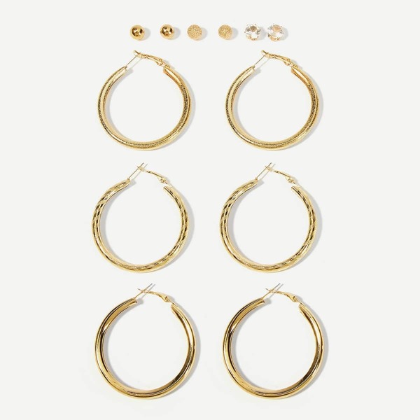 

Plain Hoop & Stud Earrings 6pairs